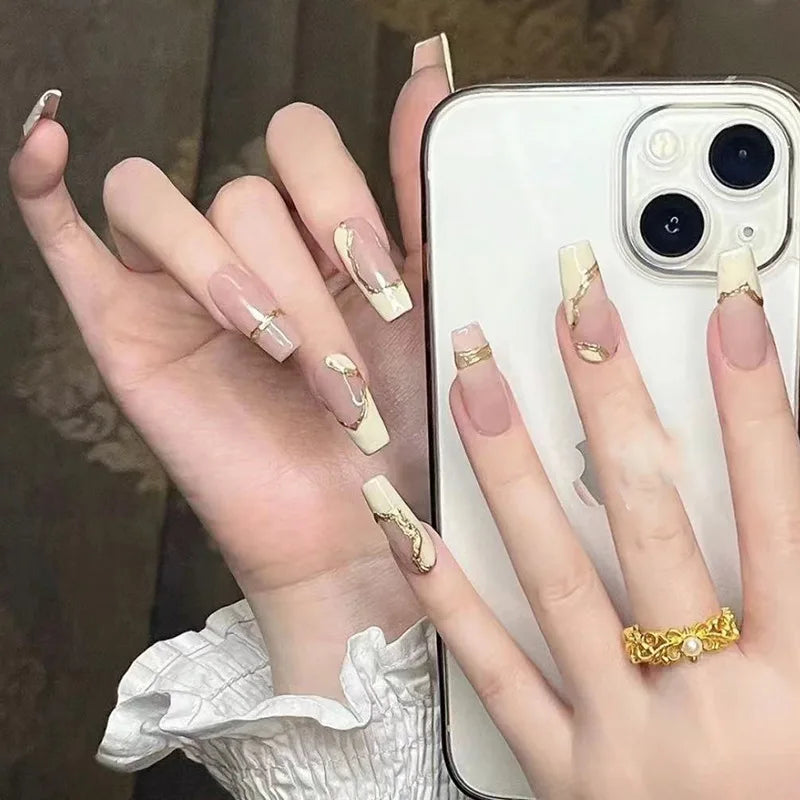 24Pcs/Set Dark Spice Wearable Black Press on Nail Tips Full Cover Fake Nails with Design Butterfly Lovely Girls False Nails Art