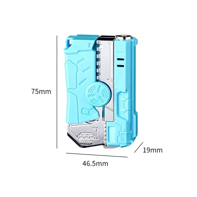 Portable Pressure Reducing Inflatable Lighter Metal Windproof Jet Flame Deformation Gun Gyroscope Butane Lighter Men'S Gift