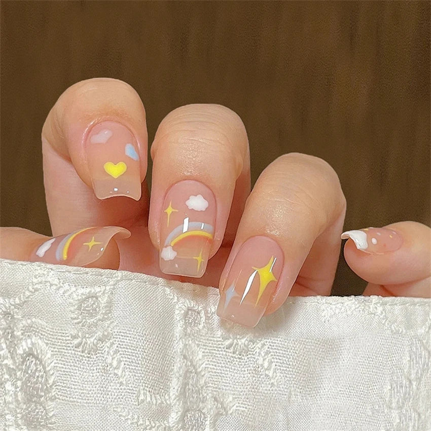 24Pcs/Set Dark Spice Wearable Black Press on Nail Tips Full Cover Fake Nails with Design Butterfly Lovely Girls False Nails Art