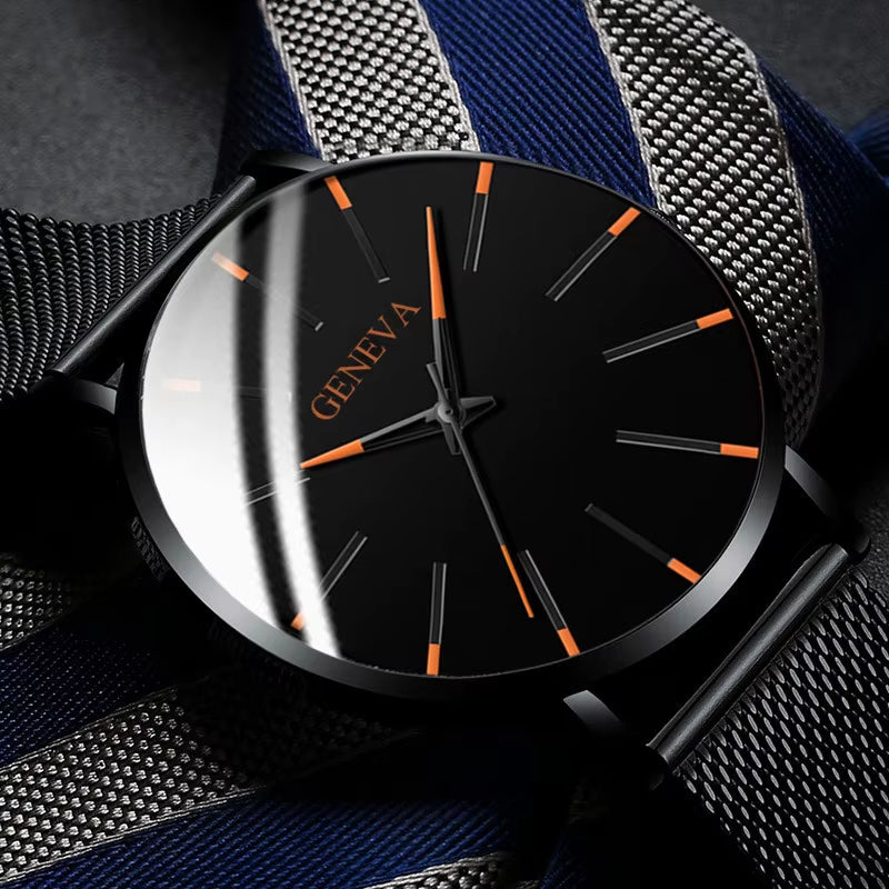 Reloj Hombre 2023 Watch Men Minimalist Ultra Thin Watches Men'S Fashion Stainless Steel Mesh Belt Quartz Watch Relogio Masculino