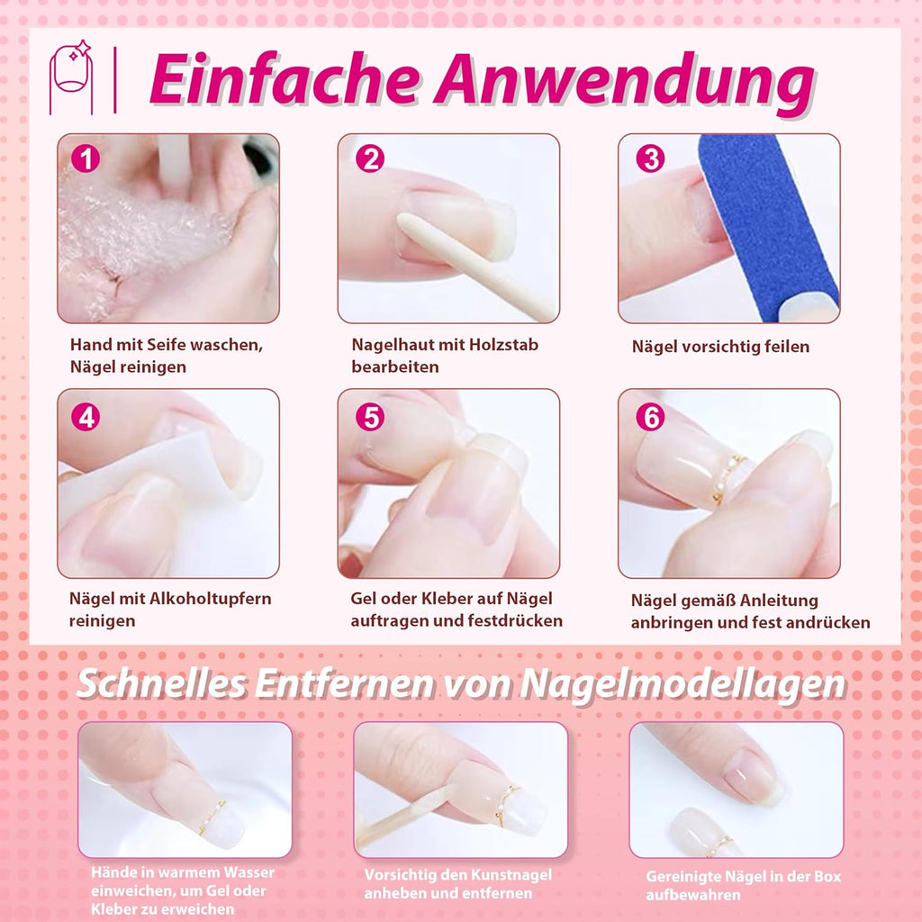 24 Stück French Tip Press on Nails Kurz, Full Cover Nägel Zum Aufdrücken, Natürlich Rosa Weiß Ombre-Acrylnägel Fake Nails Mit Nagelkleber Für Frauen Nail Art, DIY Nageldesign Alltag