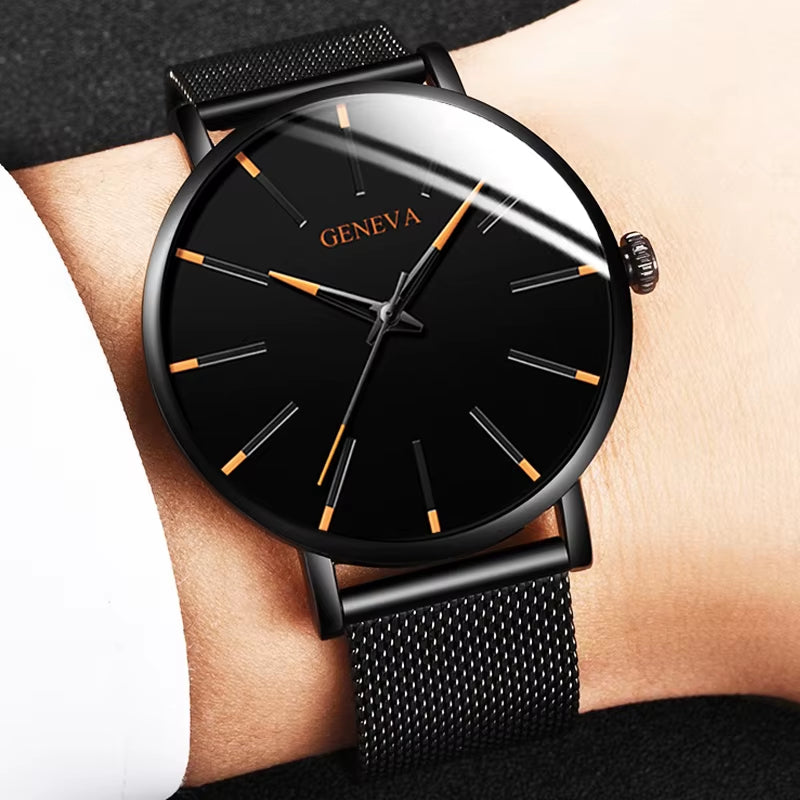 Reloj Hombre 2023 Watch Men Minimalist Ultra Thin Watches Men'S Fashion Stainless Steel Mesh Belt Quartz Watch Relogio Masculino