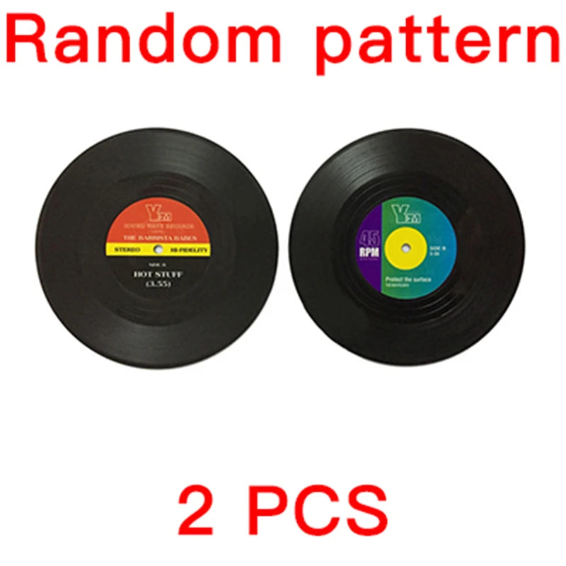 New 6/4/2PCS Retro Vinyl Record Cup Coaster Anti-Slip Coffee Coasters Heat Resistant Music Drink Mug Mat Table Placemat Decor