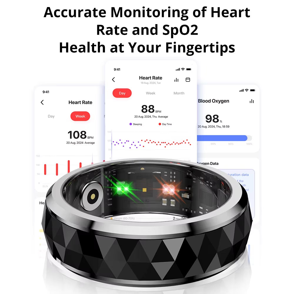 2024  R11 Smart Ring, Fidget Spinner Anxiety Relieve Ring with Charging Case for Men, Health Sleep Monitor, 5ATM Waterproof