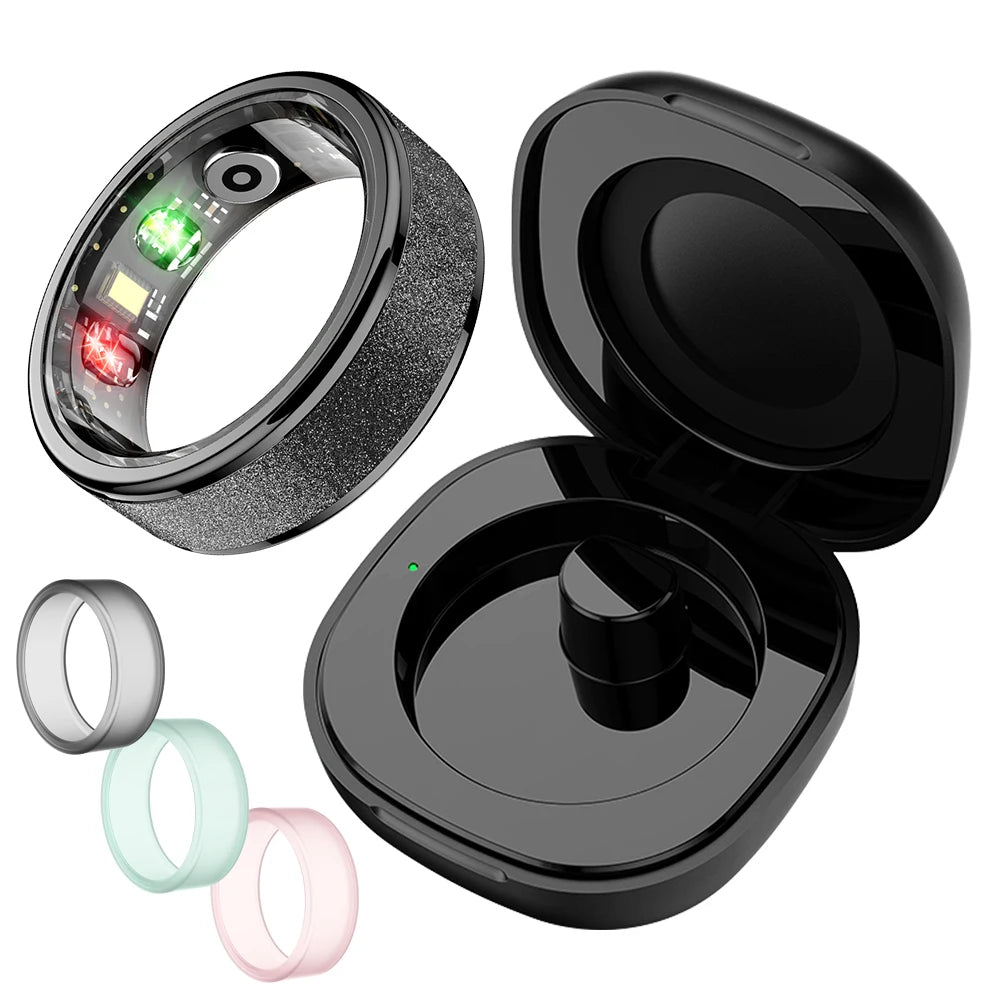 2024  R10 Smart Ring for Men Women, with Charging Case 39 Days Battery Life, Health and Sleep Monitor, 5ATM Waterproof