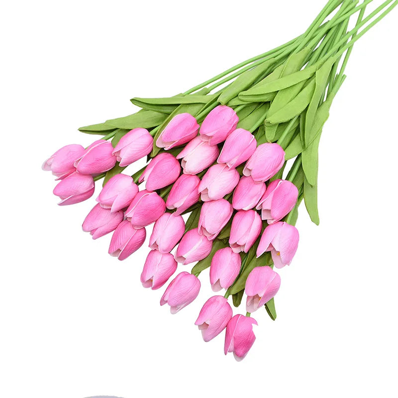 31Pcs Tulips Artificial Flower Real Touch Tulipe Flowers Fake Flowers Wedding Decoration Flowers Christmas Home Garden Decor