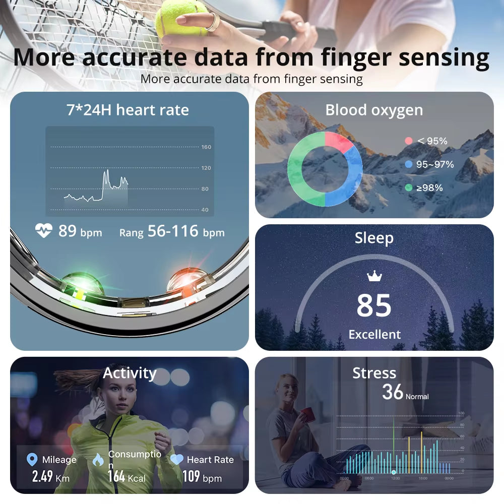 2024  R10 Smart Ring for Men Women, with Charging Case 39 Days Battery Life, Health and Sleep Monitor, 5ATM Waterproof