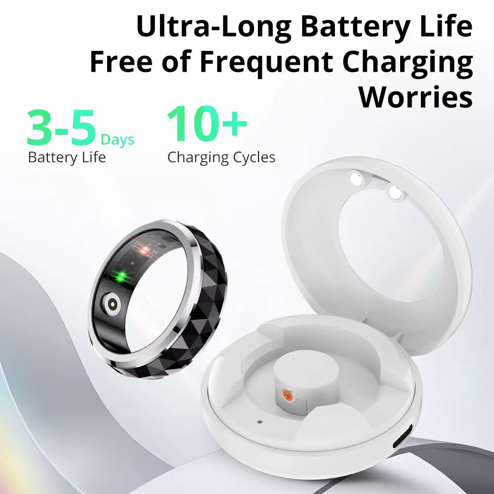 2024  R11 Smart Ring, Fidget Spinner Anxiety Relieve Ring with Charging Case for Men, Health Sleep Monitor, 5ATM Waterproof