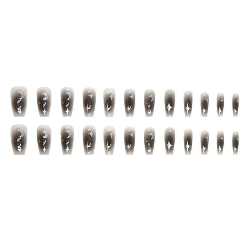 24Pcs/Set Dark Spice Wearable Black Press on Nail Tips Full Cover Fake Nails with Design Butterfly Lovely Girls False Nails Art