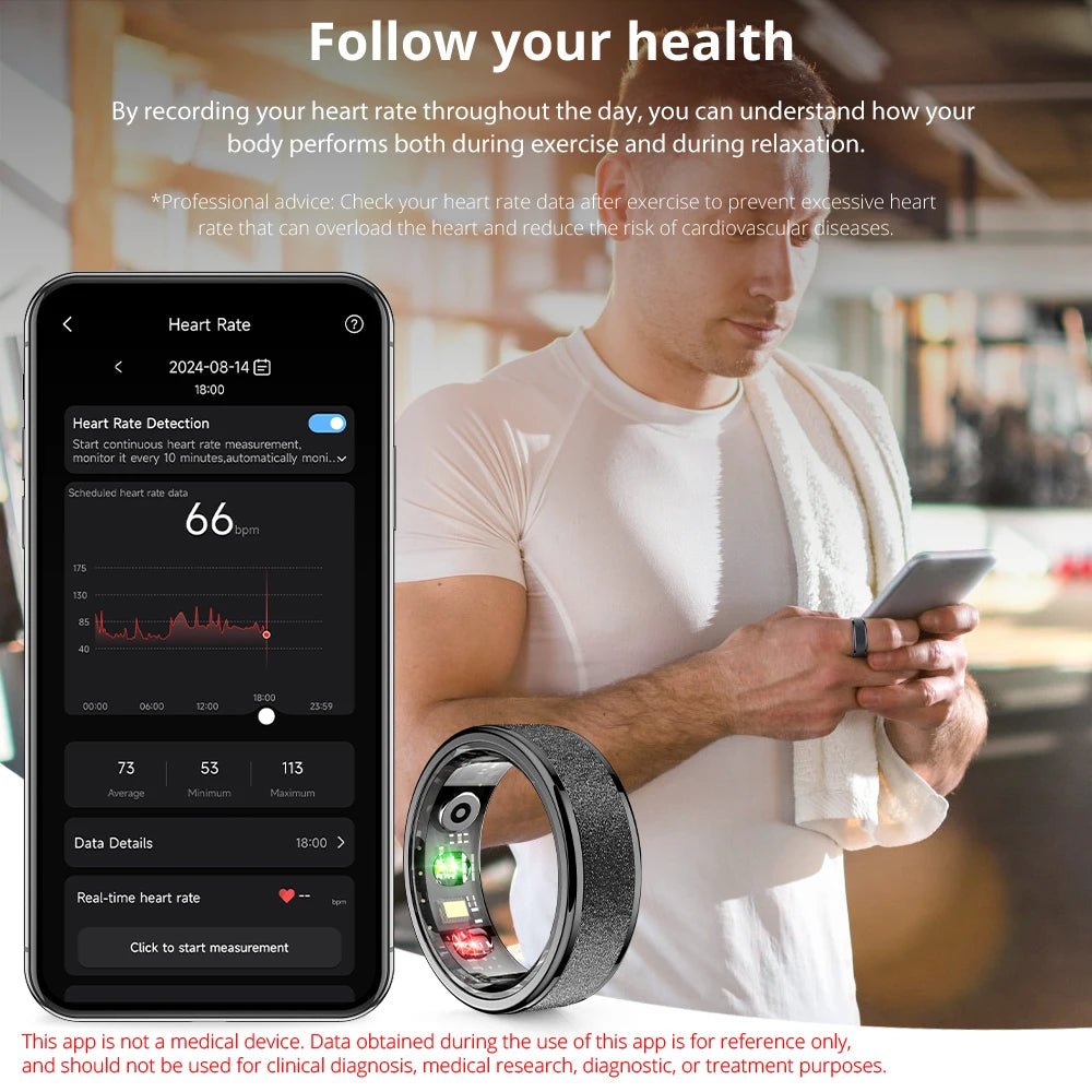 2024  R10 Smart Ring for Men Women, with Charging Case 39 Days Battery Life, Health and Sleep Monitor, 5ATM Waterproof