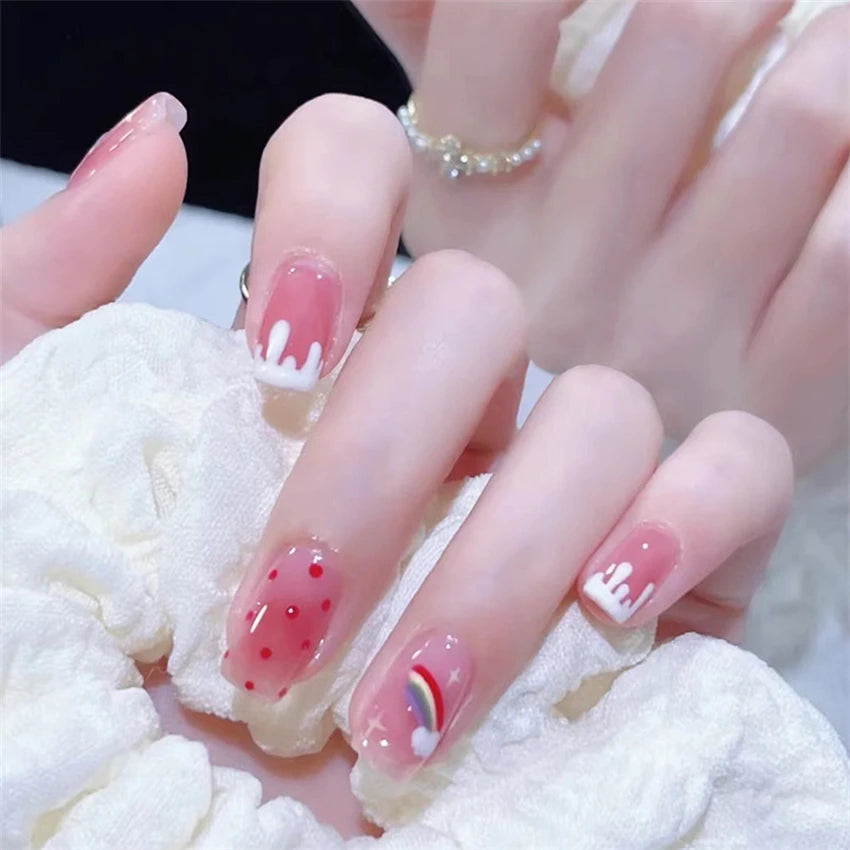 24Pcs/Set Dark Spice Wearable Black Press on Nail Tips Full Cover Fake Nails with Design Butterfly Lovely Girls False Nails Art