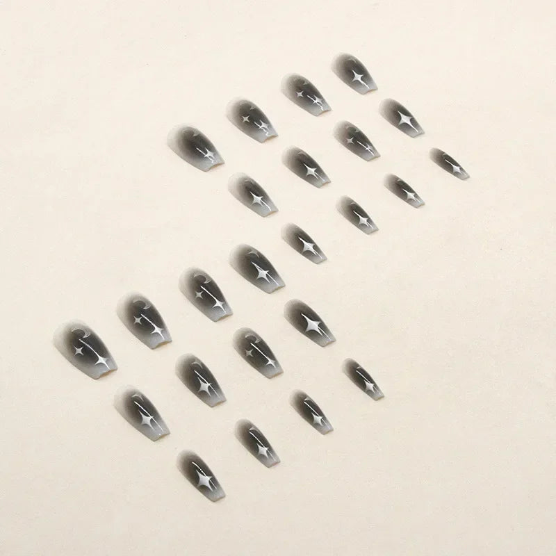 24Pcs/Set Dark Spice Wearable Black Press on Nail Tips Full Cover Fake Nails with Design Butterfly Lovely Girls False Nails Art