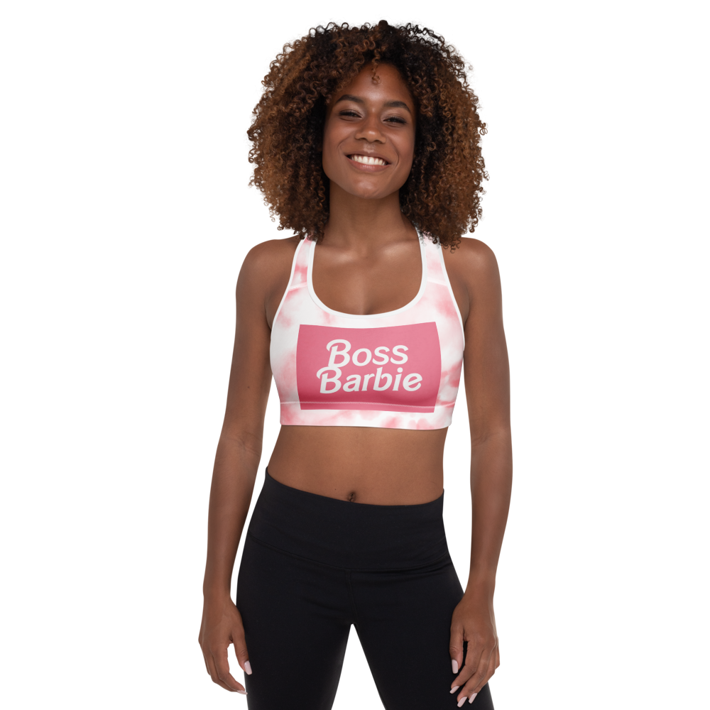 Pink boss barbie Padded Sports Bra