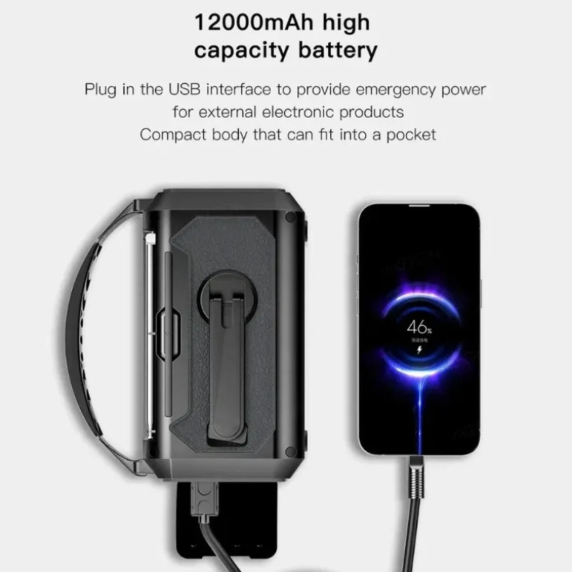 Portable 12000Mah Emergency Radio AM/FM/NOAA Weather Radio Solar Hand Crank Radio Flashlight SOS Alarm Power Bank Reading Lamp
