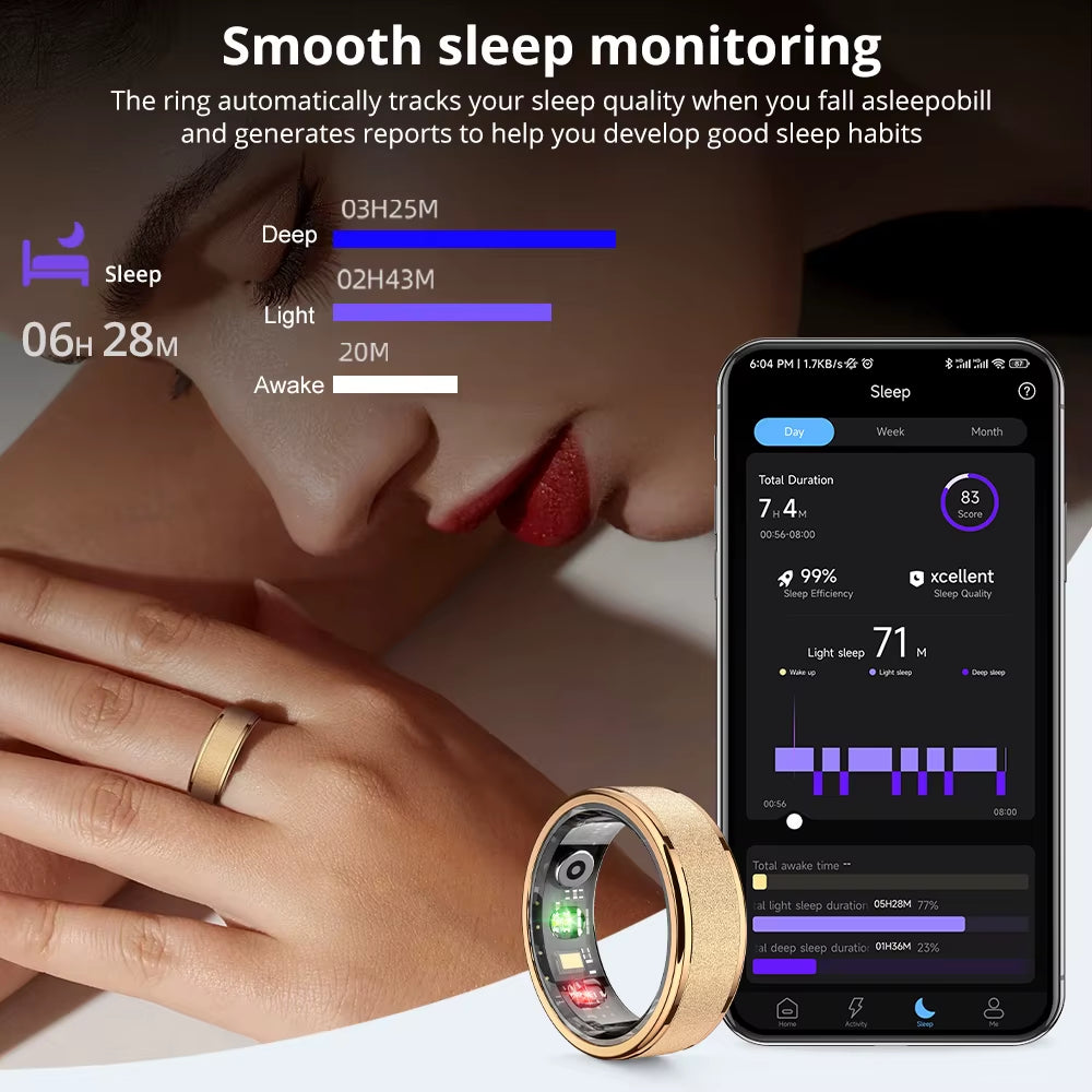2024  R10 Smart Ring for Men Women, with Charging Case 39 Days Battery Life, Health and Sleep Monitor, 5ATM Waterproof