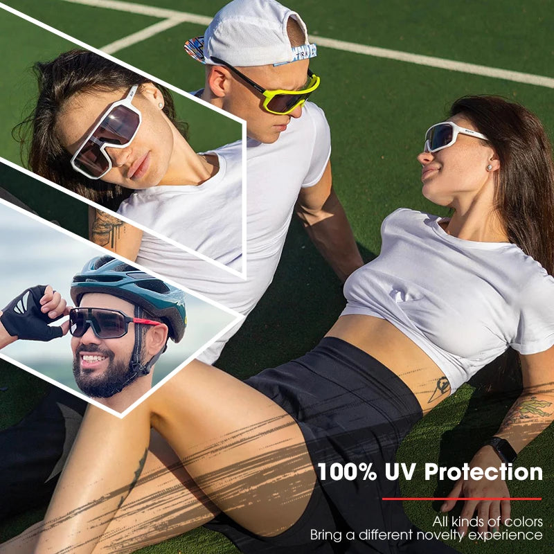 2 Packs Photochromic Riding Cycling Sunglasses Mtb Cycling Glasses Goggles Bicycle Mountain Bike Men'S Women Sport Eyewear