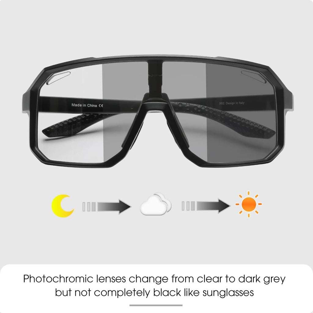 2 Packs Photochromic Riding Cycling Sunglasses Mtb Cycling Glasses Goggles Bicycle Mountain Bike Men'S Women Sport Eyewear