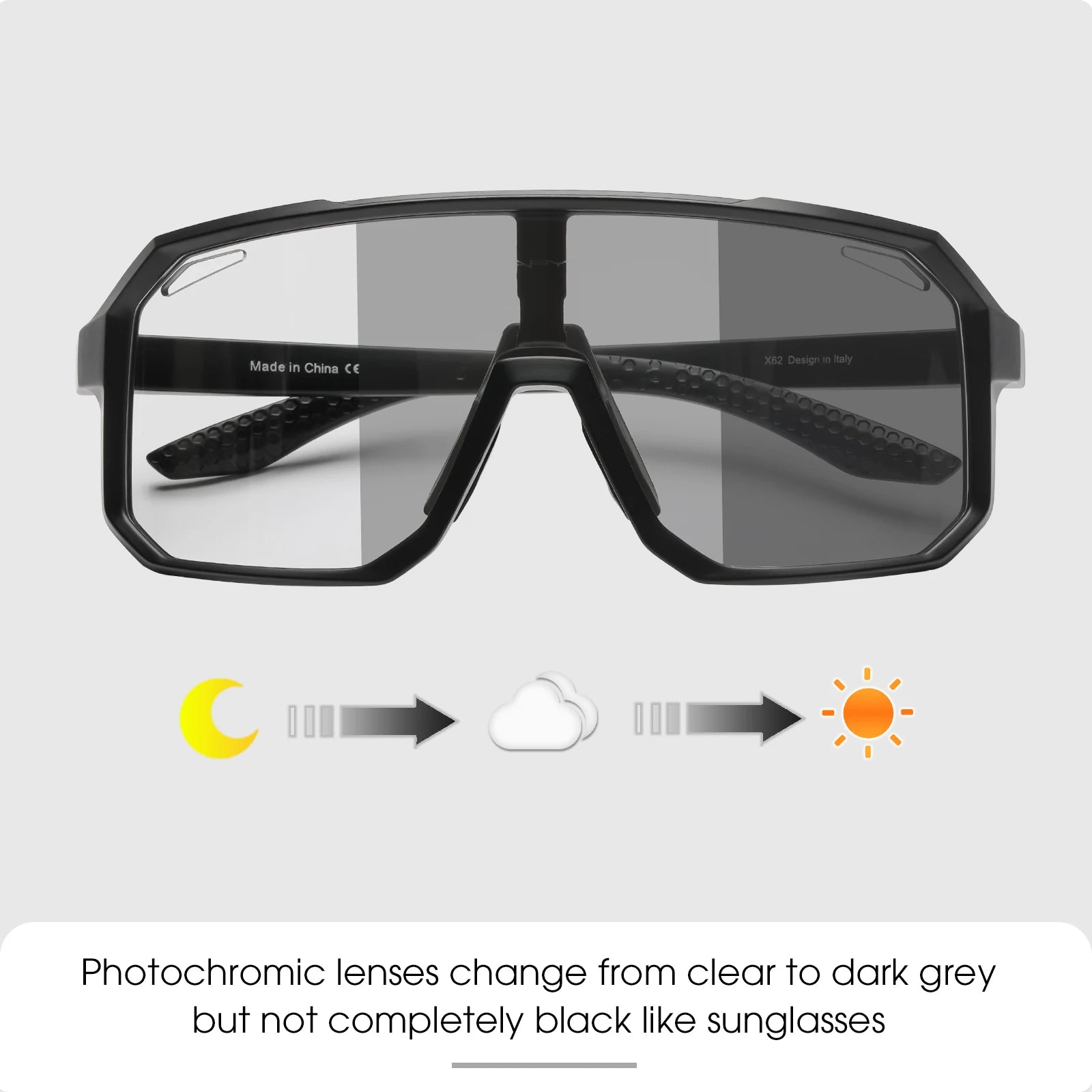 2 Packs Photochromic Riding Cycling Sunglasses Mtb Cycling Glasses Goggles Bicycle Mountain Bike Men'S Women Sport Eyewear