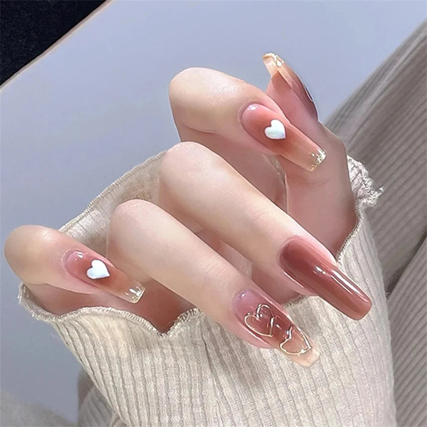 24Pcs/Set Dark Spice Wearable Black Press on Nail Tips Full Cover Fake Nails with Design Butterfly Lovely Girls False Nails Art