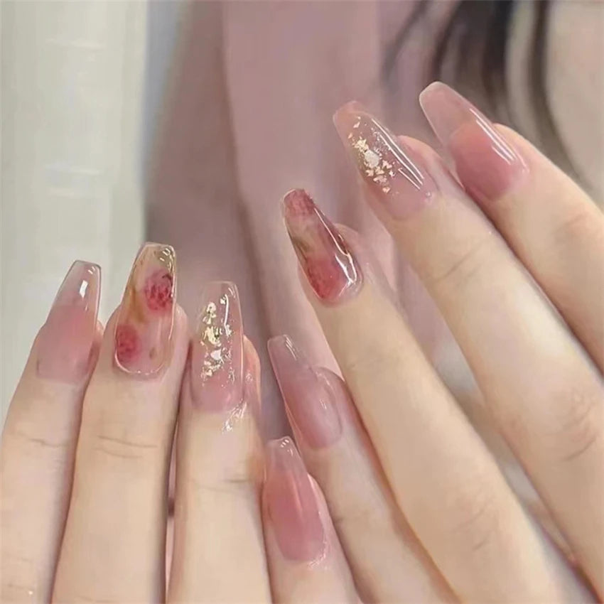 24Pcs/Set Dark Spice Wearable Black Press on Nail Tips Full Cover Fake Nails with Design Butterfly Lovely Girls False Nails Art