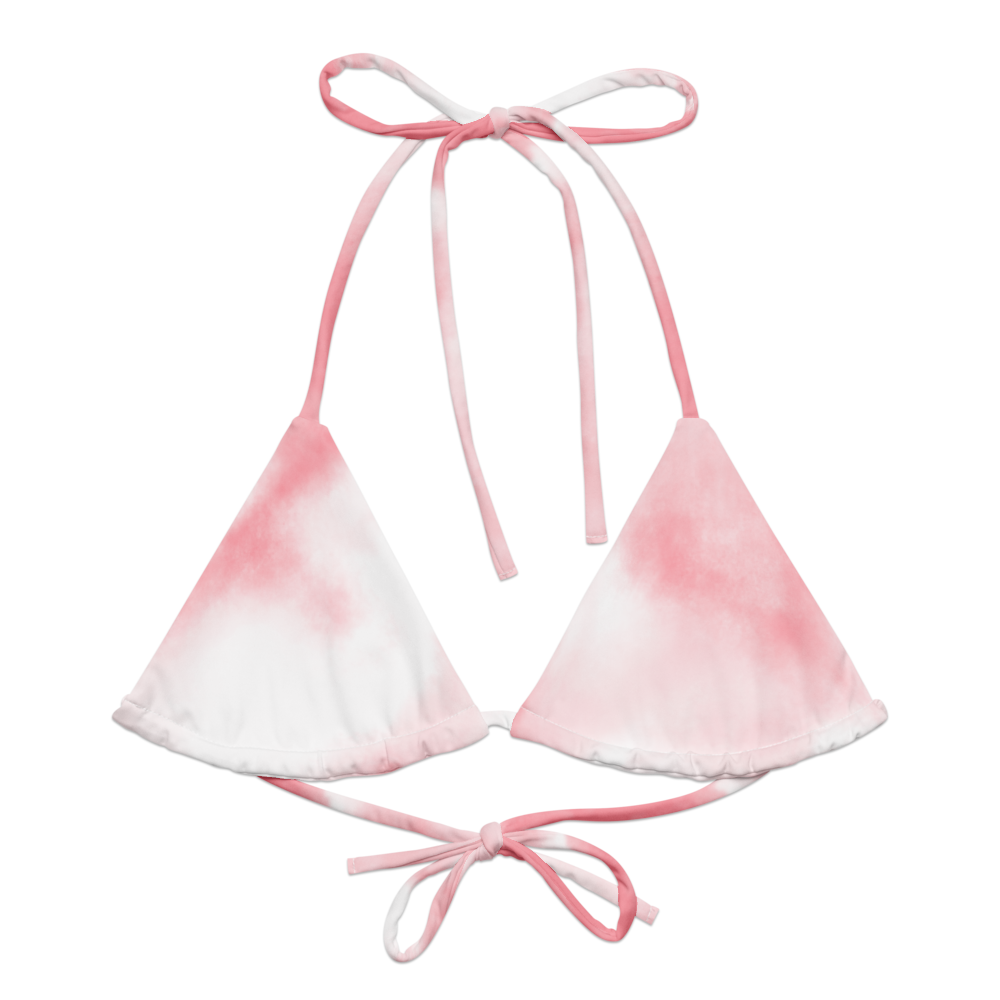 pink All-Over Print Recycled Padded String Bikini Top